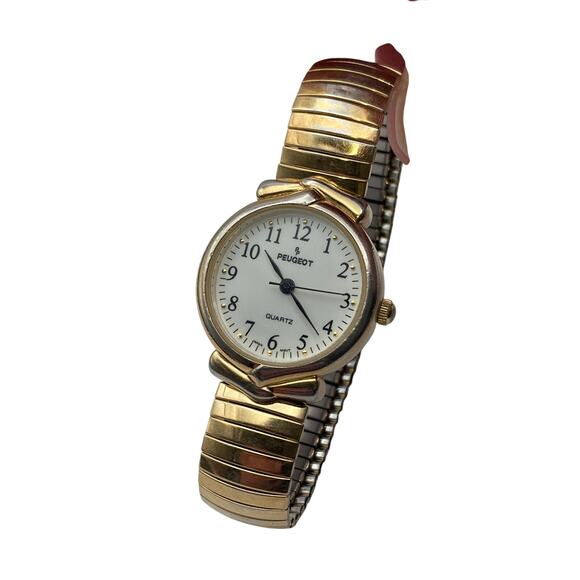 Peugeot Women's Quartz 26mm Watch Gold Tone w/ New Battery Expandable Band - Picture 2 of 5